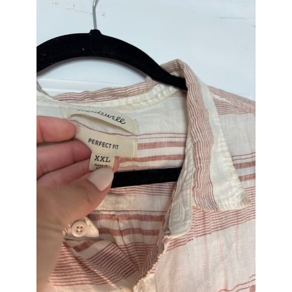 Madewell Perfect Fit Striped Linen Shirt Men Size XXL - Picture 5 of 7